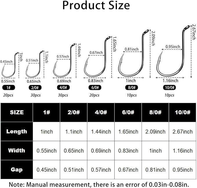 FishTrip 50/100/120/210 Pack Octopus Fishing Hooks - Offset Beak Circle Hooks for Fish Hooks Saltwater & Freshwater, Live Bait Fish Hook for Rigs Catfish, Bass Tuna, Walleye, Trout