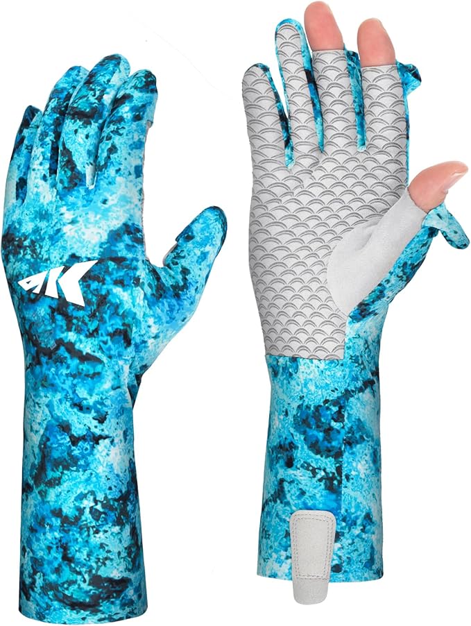 KastKing La Sal Pro Full Finger Fishing Gloves, UPF 50+ Sun Protection Gloves with Convertible Design, Ultralight Microfiber, Ultra-Soft Comfort, FrostWeave Cooling, Enhanced Grip, Four Sizes Options