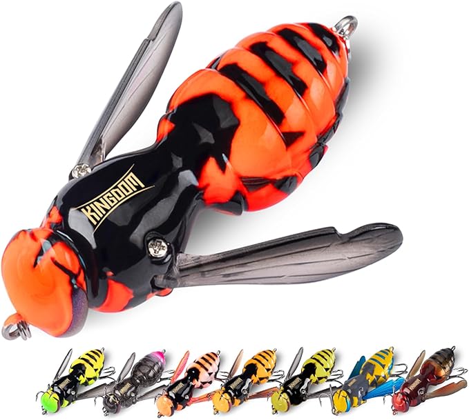 Kingdom Wasp Craw Bait Insect Bionic Floating Fishing Lures Swimbaits Hard Artificial Baits Lure for Freshwater and Saltwater Bass Carp Pike Walleye Fishing ABS Material Carbon Steel Three Book Hook
