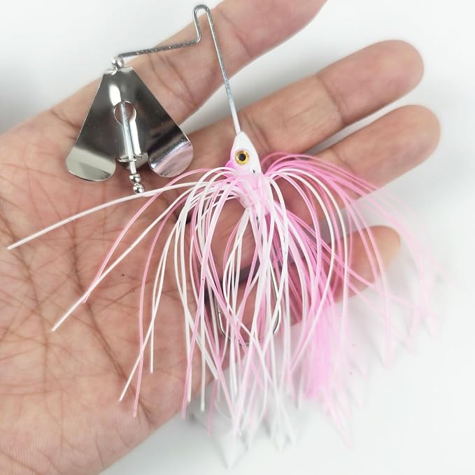 5 Pcs Bass Spinner Baits Buzz Bait Hard Metal Fishing Jigs for Bass Trout Pike Salmon 3.46in/0.31oz