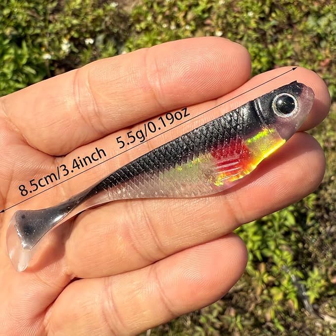 4pcs Handmade Soft Plastic Fishing Lures, Paddle Tail Swimbaits Soft Lures, Fishing Lures for Bass Trout Crappie Walleye Soft Plastic Bass Lure Baits Kits for Fishermen fishinglife
