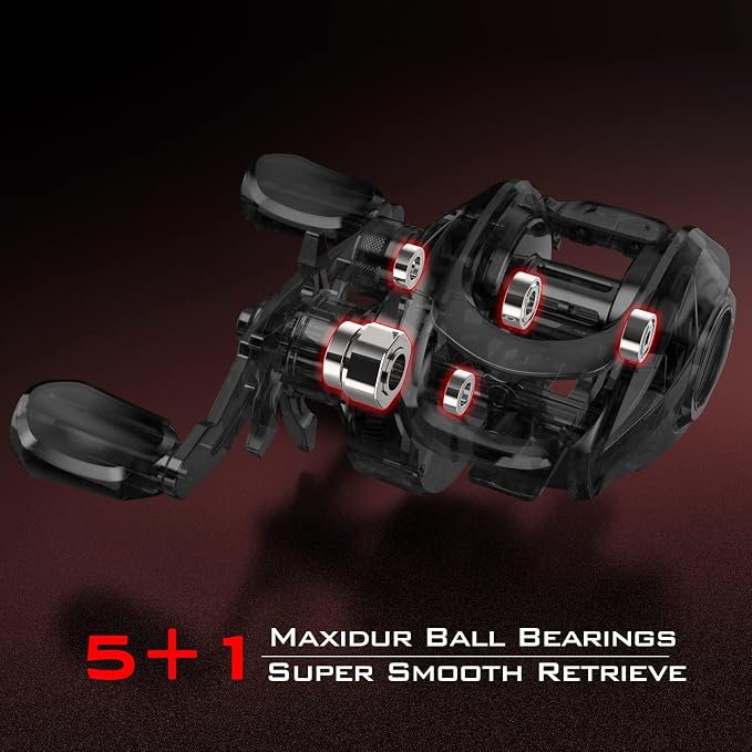 KastKing Brutus Baitcasting Fishing Reel, Graphite Frame, 7.2:1 Gear Ratio, 5+1 Shielded Stainless-Steel Ball Bearings,10 Button Magnetic Braking System, 17.6LB Carbon Fiber Drag, Aluminum Handle