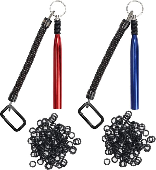 2 Pack Wacky Rig Tools and 200 PCS Worm O Rings, Wacky Worm Kit for Stick Soft Baits Wacky Fishing Rigging Tool
