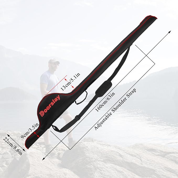 Fishing Rod Bag - 63 Inch Rod & Reel Protective Case, Portable Folding Pole Case, Waterproof Tackle Storage & Organizer