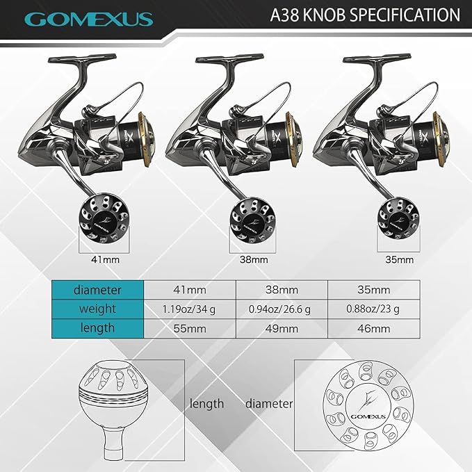 GOMEXUS Power Knob Compatible for Shimano Daiwa Spinning Reel Fishing Reel Handle Knob