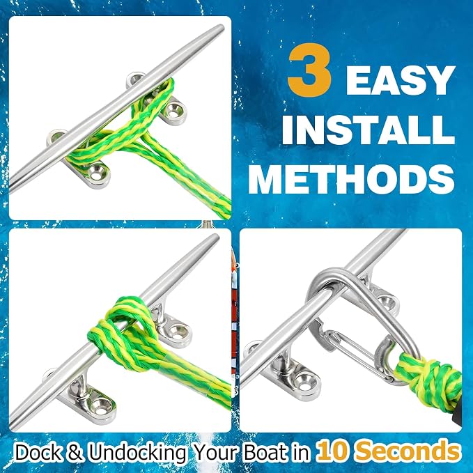 JaunniQir Bungee Dock Lines for Boats 7.2 Feet, 2 Pack Dock Lines with 316 Stainless Clips for PWC, Jet Ski, Kayak, Watercraft, Pontoon, Shock Absorbing Tie Off Downs Boat Mooring Ropes Accessories