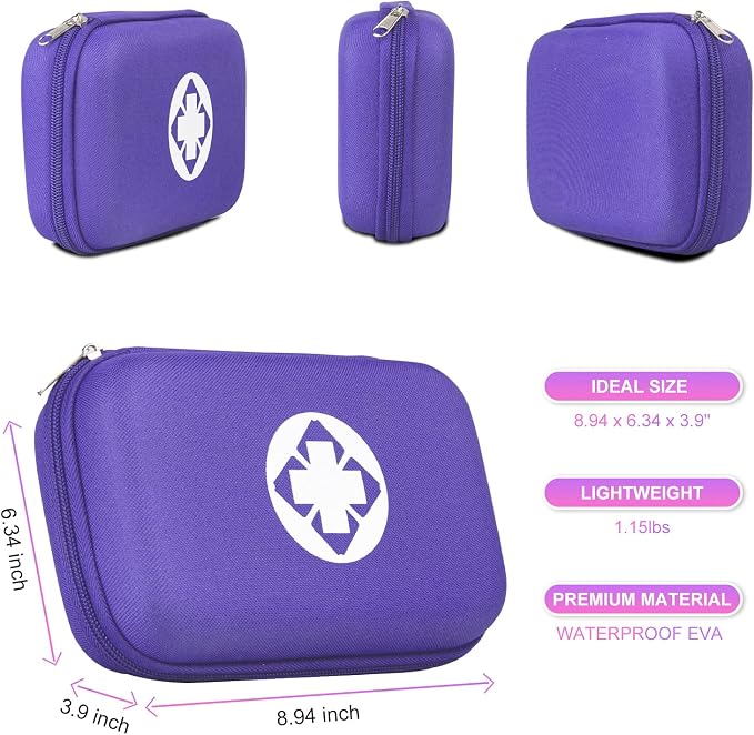 Small-Waterproof Car First-Aid Kit Emergency-Kit - Purple 273Piece Camping Equipment for Camping Hiking Home Travel YIDERBO