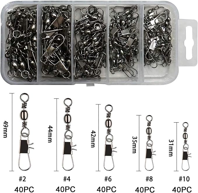 GREATFISHING 200PCS High Strength Heavy Stainless Steel Split Ring Lure Connector Swivels Snap with Fishing Pliers 30lb to 120lb Test