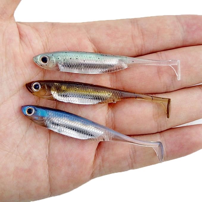 QualyQualy Soft Plastic Swimbait Paddle Tail Shad Lure Soft Bass Shad Bait Minnow Paddle Tail Swim Bait for Bass Trout Walleye Crappie - 2.75in, 3.14in, 3.94in, 5in