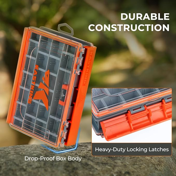 KastKing HyperSeal 3500 Double-Sided Waterproof Fishing Tackle Box – Adjustable Dividers, EVA Foam Jig Storage, Lure & Terminal Tackle Organizer,1 Pack