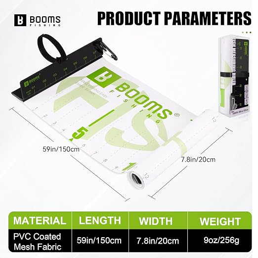 Booms Fishing 59" Fish Ruler: Foldable Fishing Ruler - Waterproof Fish Measuring Tape with Bump Board - Saltwater Fishing Measuring Tool for Angler, RL4 Green with White