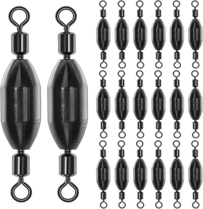 20Pcs Fishing Weights Swivel Brass Sinkers Fishing Weights Saltwater Freshwater Bullet Sinkers Fishing Weight with Swivel Rolling