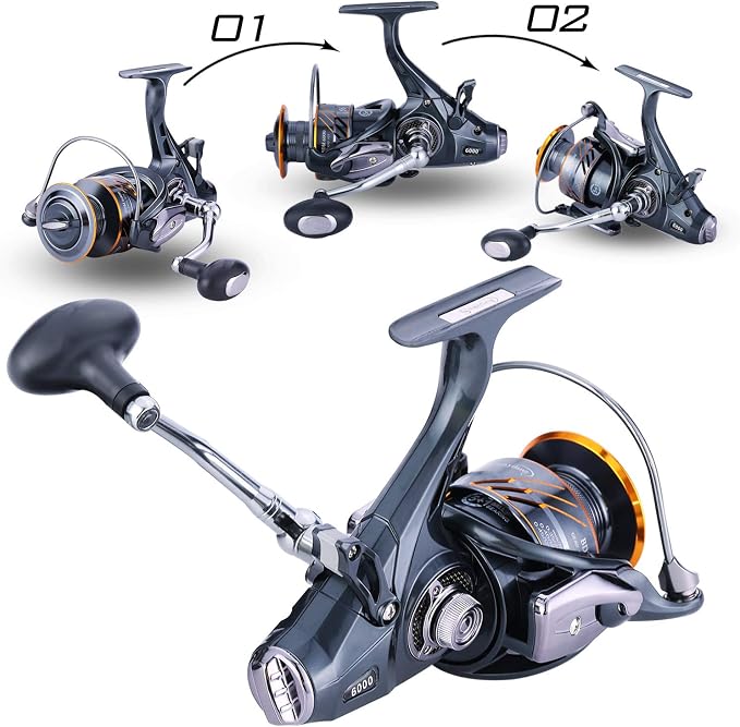Sougayilang Carp Fishing Reel，5+1 Shielded Stainless Steel BB-Carbon Fiber Drag Carp Reels, for Saltwater or Freshwater Spinning Reels, Fishing Reels