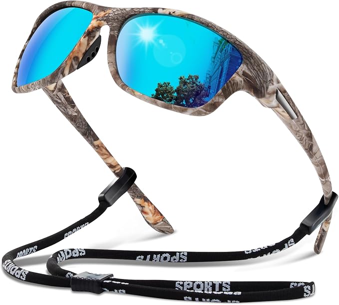 suoso Polarized Sports Sunglasses for Men: UV400 Protection Glasses Wrap Around Goggles for Driving Fishing