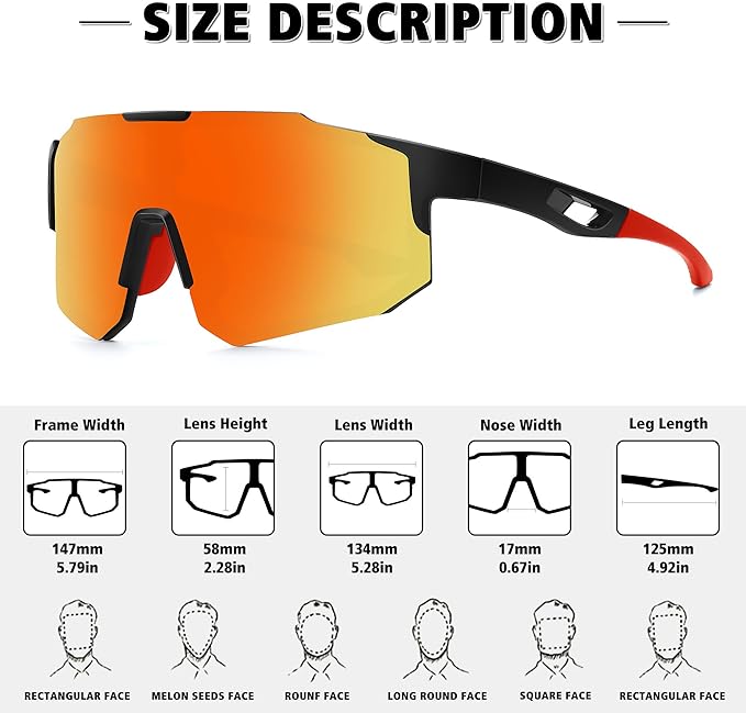 STORYCOAST Polarized Sports Sunglasses for Men Women,Driving Fishing Cycling Mountain Bike Sunglasses UV400 Protection