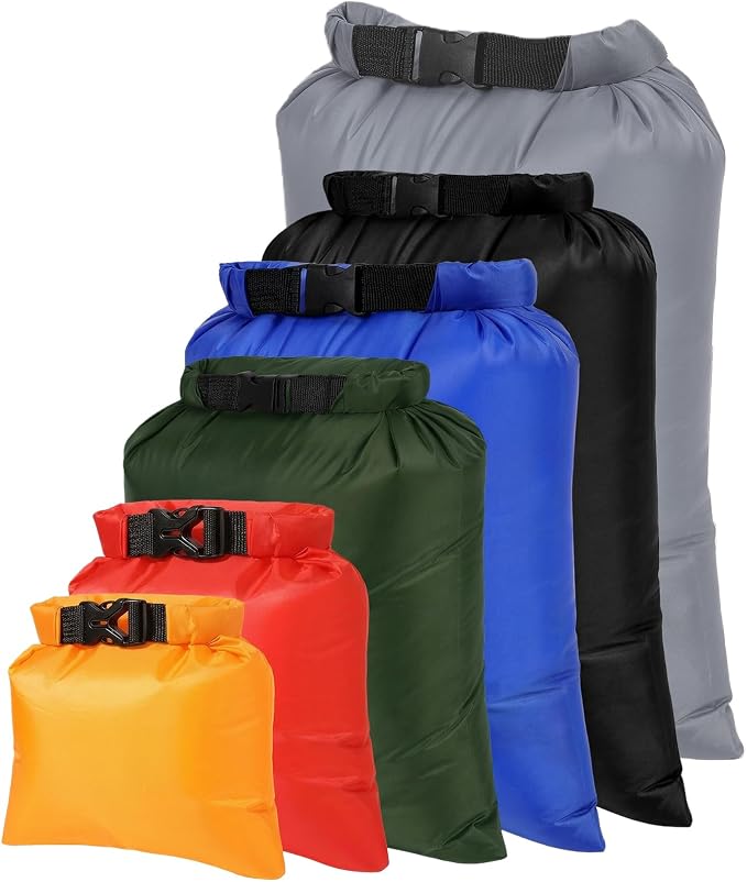 Dry Bags Waterproof Set, 6-Pack Ultralight Waterproof Bags Small Stuff Sack Water Proof Bag Dry Sacks, Outdoor Dry Bag Keep Gear Dry for Backpacking Hiking Boating Camping Travel
