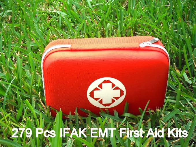 Galaxy 279 Pcs First Aid Kits for Survival Emergency Trauma Sport Medical Hunting Camping Hiking Outdoor IFAK EMT Bag (____279 Pcs Red First Aid Kits)