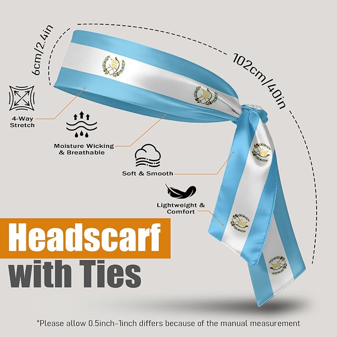 Flag Tie Headbands for Men Women, Moisture Wicking Sweatband Breathable Sports Headwrap, Non-Slip Stretchy Adjustable Fitness Hair Band