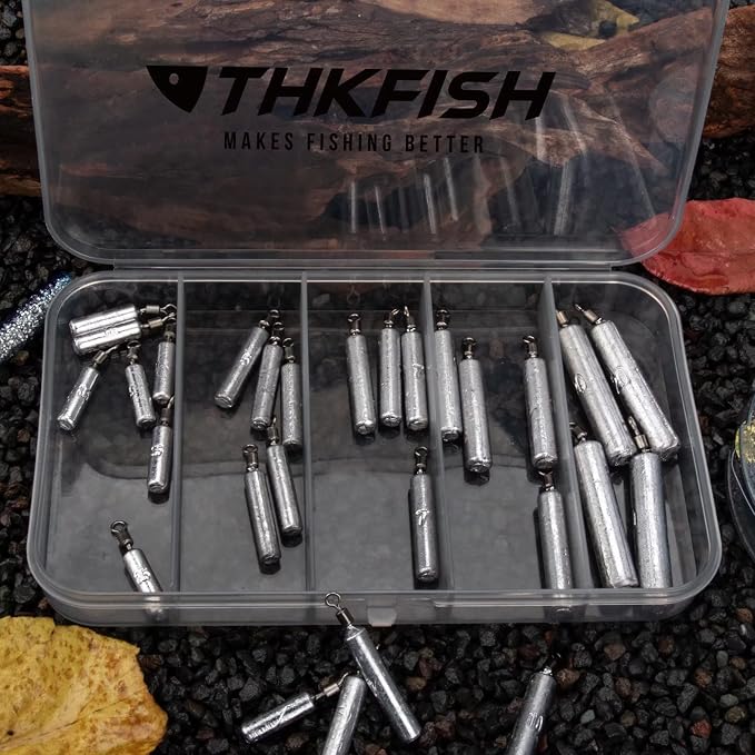 THKFISH Fishing Weights Sinkers Set, 60PCS Fishing Sinker Drop Shot Weights Kit,Drop Shot Rig Wacky Hooks for Saltwater Freshwater Bass Fishing