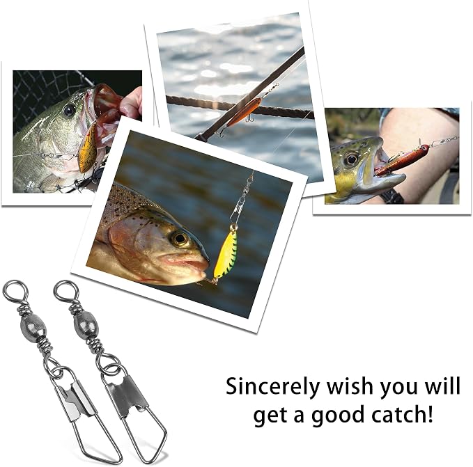 Barrel Swivel Snaps,50/100pcs Fishing Swivel Safety Snaps Stainless Steel Copper Swivel Fishing Multiple Size Black/Gold Fishing Swivel Snaps for Saltwater Freshwater