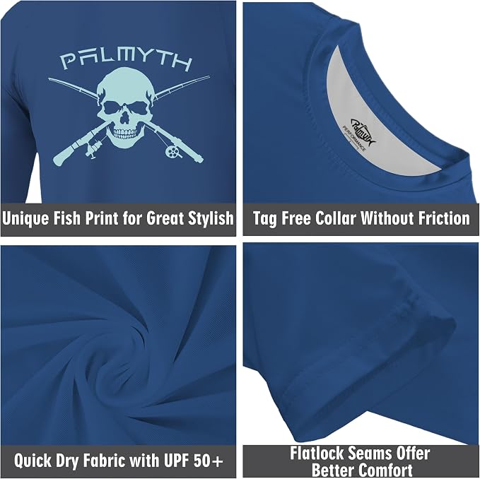 Palmyth Fishing Shirts for Men Long Sleeve UPF 50+ T Shirt Sun Protection Tee
