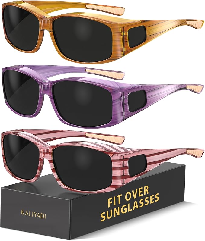 KALIYADI Polarized Sunglasses-Men Women Fit-Over-Glasses: Wrap Around Womens Sunglasses with UV400 for Driving Fishing Golf
