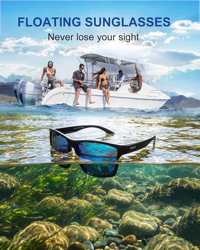 maivnz Floating Polarized Fishing Sunglasses for Men Women, Unsinkable UV400 Sports Glasses for Kayaking, Boating & Surfing