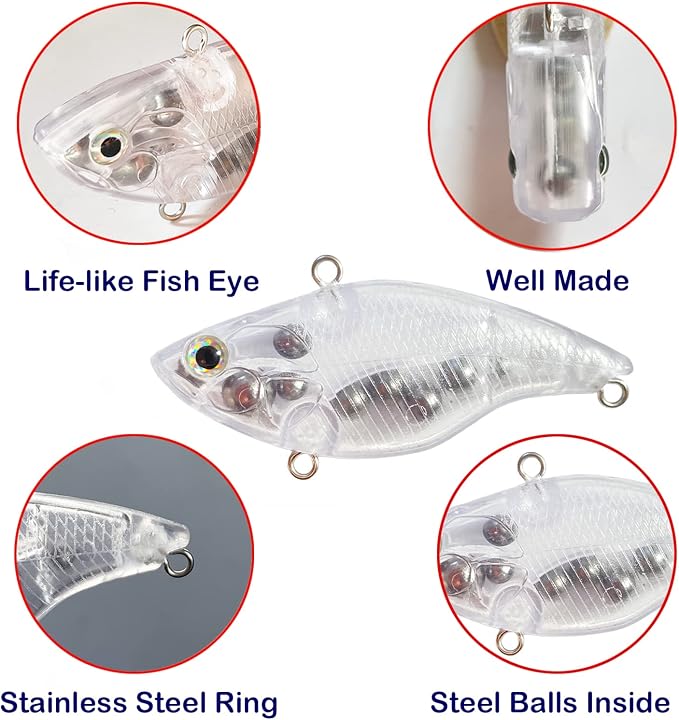 20PCS Lure Blanks Unpainted Fishing Lures, Crankbait Kit With 3D Eyes for Walleye Trout Bass Fishing, Topwater Hard Lures