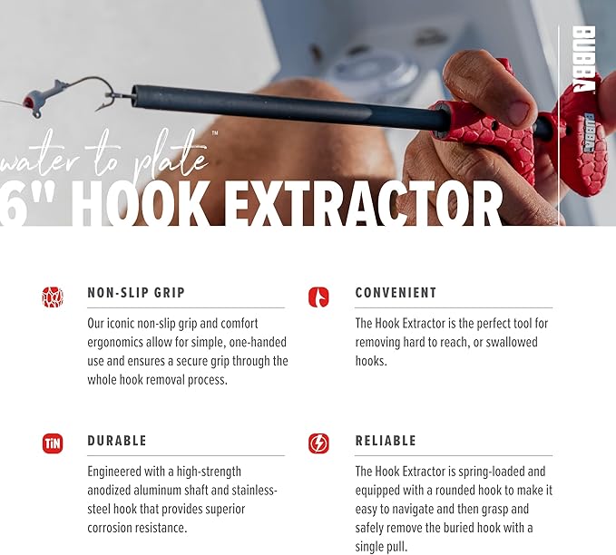 BUBBA Hook Extractor with Non-Slip Grip T-Handle with Marine Grade Stainless Steel Hook Extractor for Fishing and Angling