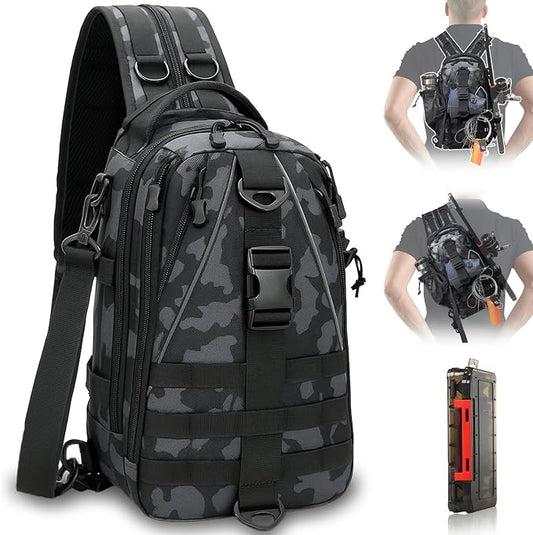 Aertiavty Fishing Backpack, Fishing Bag with Tackle Box, Compact Fishing Tackle Bag, Fishing Tackle Backpack with Rod Holder for Outdoor Sport Fishing Gifts for Men Women
