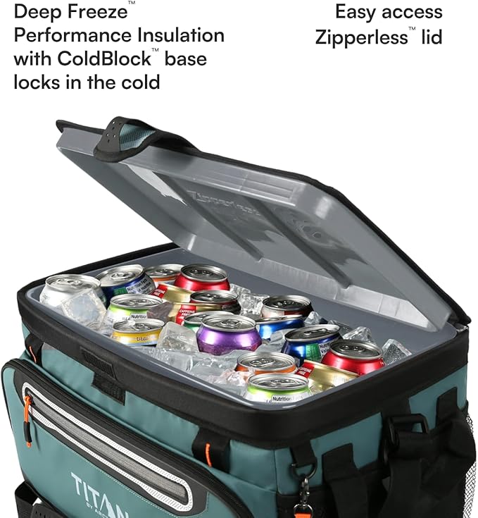 Titan by Arctic Zone Deep Freeze Cooler - Zipperless Hardbody Cooler - Deep Freeze Insulation, HardBody Liner, and SmartShelf