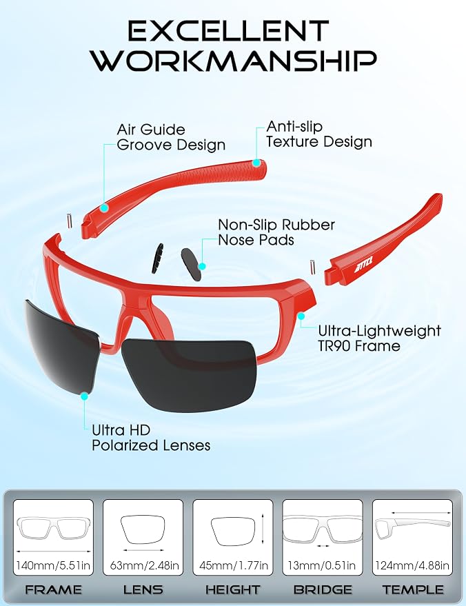 ATTCL Polarized Sunglasses Men for Fishing: UV Protection Lightweight TR90 Sports Wrap Sun Glasses Driving Golf Running