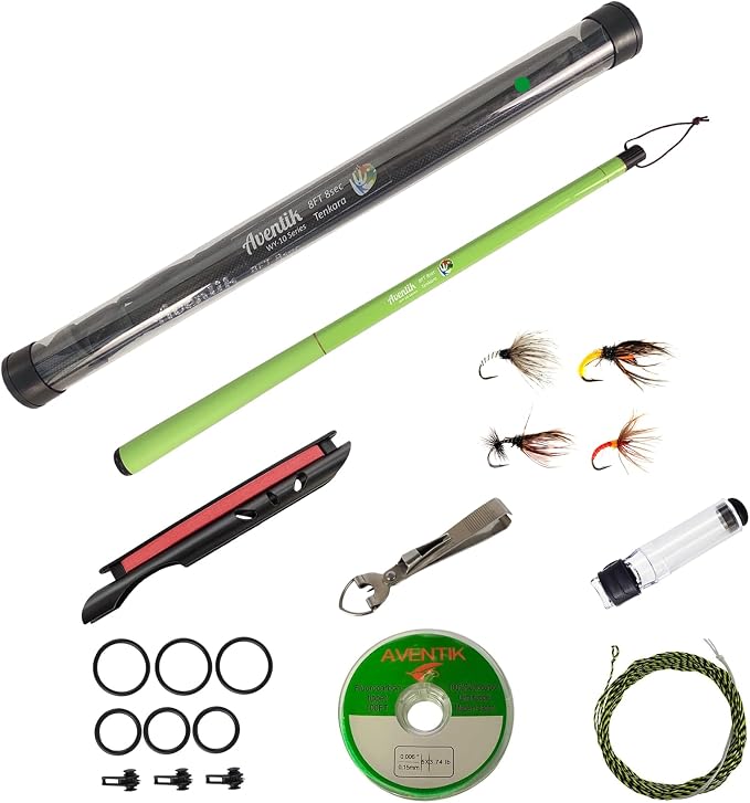 Aventik FreshStart Tenkara Rod in 7ft/8ft,Action 7:3 Complete Beginner Tenkara Rod Kit, 24T Carbon Fiber, Easy to Cast Flexible Durable Lightweight and Compact