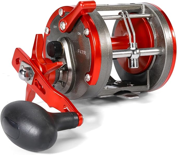 Sougayilang F47 Baitcasting Fishing Reel - Reinforced Metal Body Round Baitcaster for Smooth Powerful Saltwater Inshore Surf Trolling - Conventional Reel for Catfish, Musky, Bass, Pike