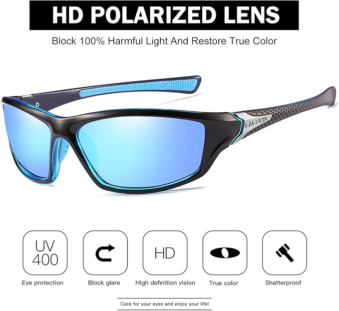 FAGUMA Sports Polarized Sunglasses For Men Cycling Driving Fishing UV400 Protection