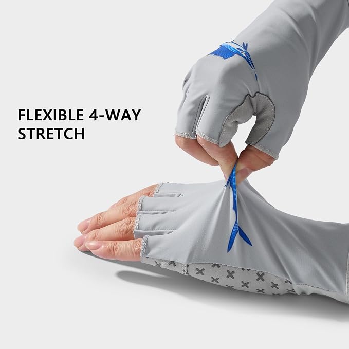 BASSDASH Unisex UPF 50+ Half Finger Sun Gloves Fingerless Breathable UV Protection for Fishing Hiking Kayaking Rowing FG02