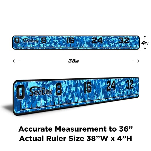 USATuff SeaDek EVA Foam Fish Measuring Ruler for Boat, Fishing, Kayak | Adhesive Backing Peel & Stick - 36" Aqua Camo-Black