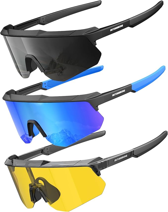 Polarized Sports Sunglasses for Men Women, UV400 Protection Mens Sunglasses Wrap Around Sun Glasses for Cycling Running