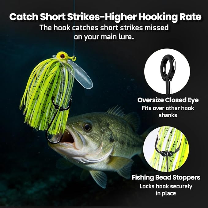 FishTrip 50/100pcs Trailer Fishing Hooks, High Carbon Steel Bass Trailer Fish Hooks Pair with Spinnerbait, Buzzbait, Flipping Jig, Jig Head for Bass Fishing Freshwater