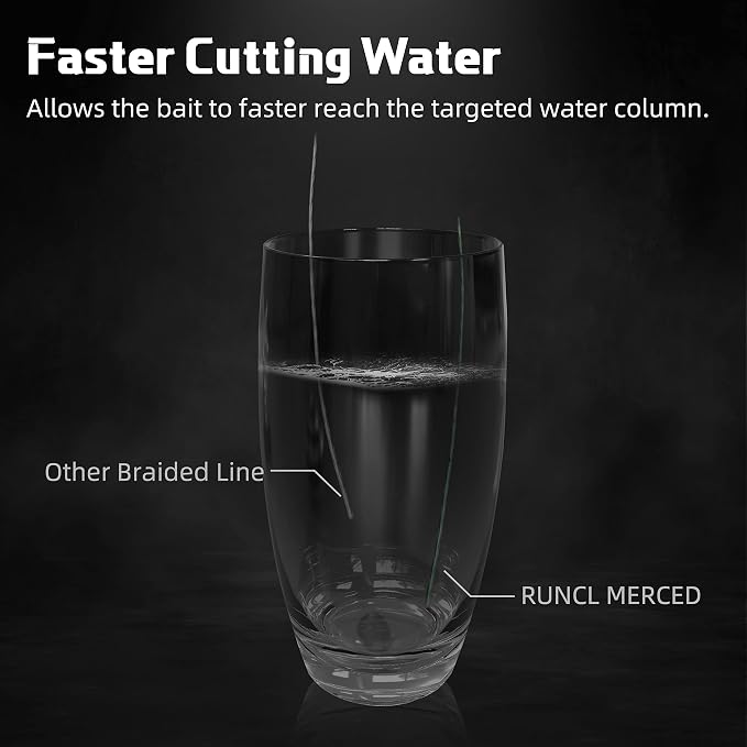 RUNCL Braided Fishing Line Merced, 1000 500 300 Yards Braided Line 4 8 Strands, 6-200LB - Proprietary Weaving Tech, Thin-Coating Tech, Stronger Smoother for Freshwater Saltwater