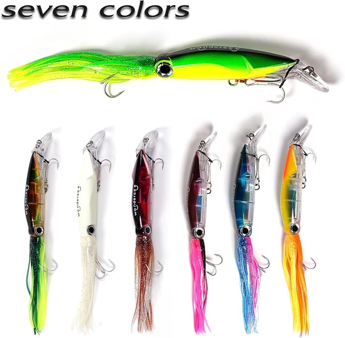 Wondersee Squid Fishing Bait Soft Hard Lures Kit Swimbait Crankbait Jig Simulation Weighted Holographic 4 PCS