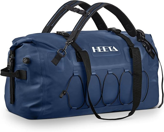 HEETA Waterproof Duffel Bag Motorcycle Dry Bag Backpack, 60L/80L Extra Large Rolltop Travel Duffle Bags with Straps & Handles for Kayaking Rafting Boating Canoeing Camping Gym Beach Cruise Ship