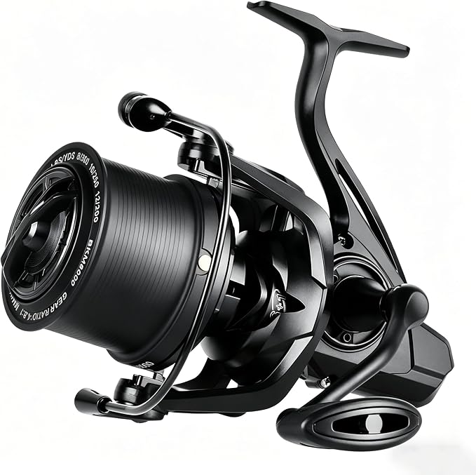 Heavy Duty Spinning Reel Metal Body with CNC Machined Spool 55LB Max Drag 6/8+1 Bearings Ultra Smooth 4.6/4.8:1 High Speed Gear Ratio Saltwater Freshwater Fishing Reel for 8000 to 14000 Series