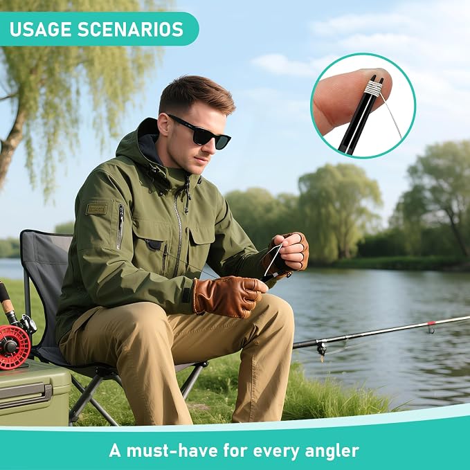 Fishing Knot Tying Tool with Retractable Lanyard & Built-in Knot Pick, 2-in-1 Quick Knot Tool for Fly Fishing Nippers, Freshwater Saltwater Anglers