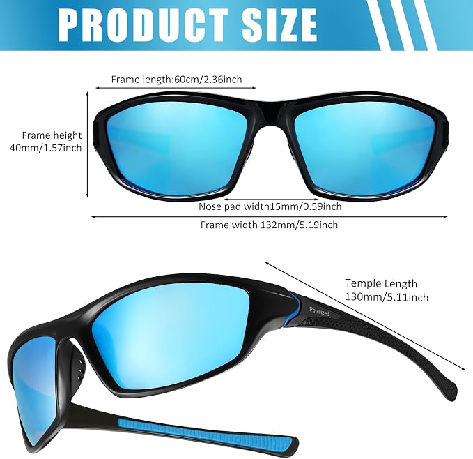 TOODOO 4 Pairs Men Polarized Sunglasses with UV Protection Driving Glasses Sports for Sport Outdoor Activities