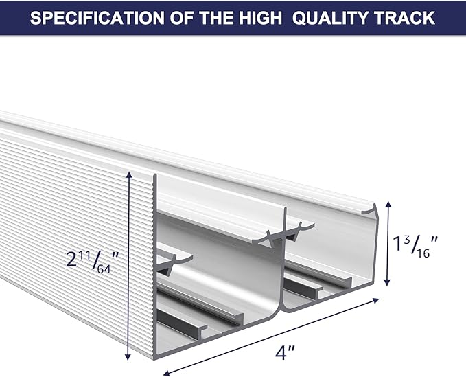 8FT Bypass Door Hardware, Closet Door Track Kit, Top-Mounted Style, Made of Heavy Duty Aluminum, Smoothly and Quietly, for 2 Doors System - Fit Min Door Panel Width of 45.5in, Silver