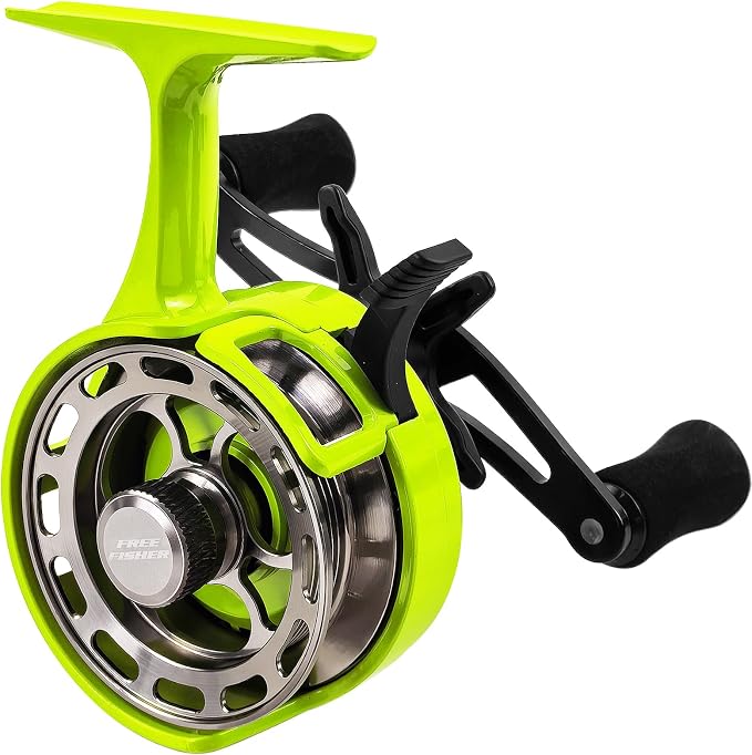 Ice Fishing Reels 3.2:1 Gear Ratio Ultra Smooth 3+1Ball Bearings Strength CNC-machined Aluminum Inline Ice Fishing Reel with Left/Right Hand Retrieve