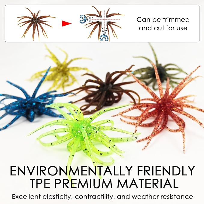 6 Pcs Soft Urchin Lures Fishing Saltwater Slow Floating Lures for Bass Trout Crappie