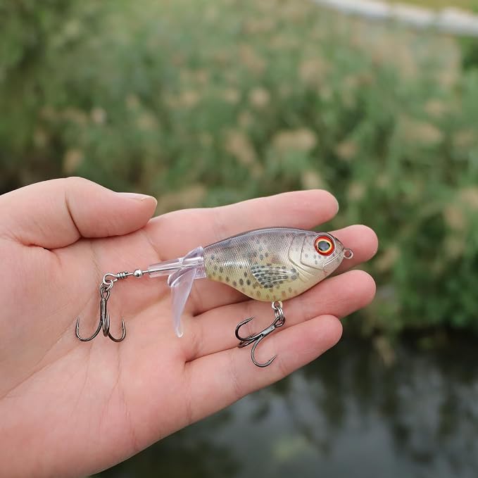 EXAURAFELIS Propeller Lure Bubble Popper luresFishing Lure Top Water Lure Bass Lures Popobait Fishing Lures Bass Lures Topwater Bait for Bass Pike Perch, Floating Pencil Bass Bait with Tackle Box