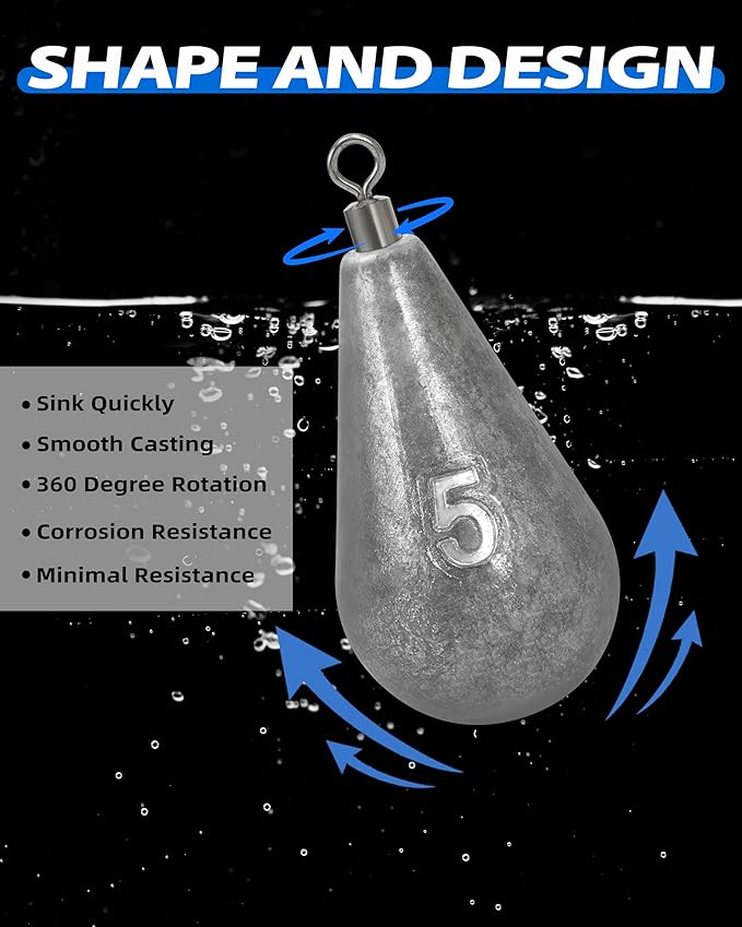 BLUEWING Casting Swivel Bell Sinkers Fishing Weights 1/2oz-8oz Drop Shot Dipsey Lead Saltwater